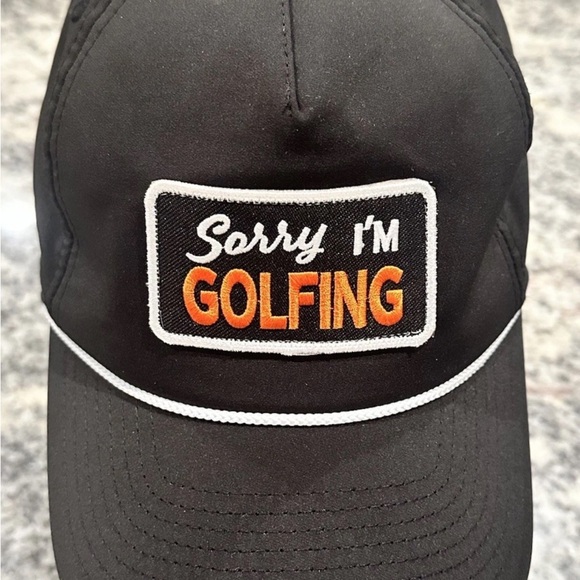 Imperial Headwear Other - Imperial “Sorry I’m Golfing” Rope Hat SnapBack Black Hat With White Rope